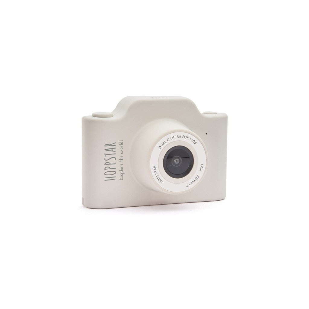 Hoppstar Expert kids camera from the side, showing the lens