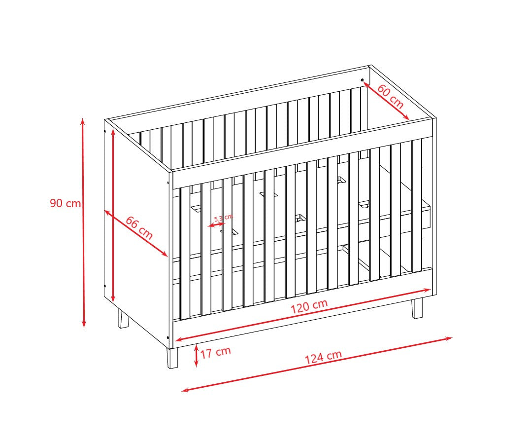 Kocot Kids Baby Bed Kubi White Scandinavian Crib – close-up detail slat design white beechwood | Nestling