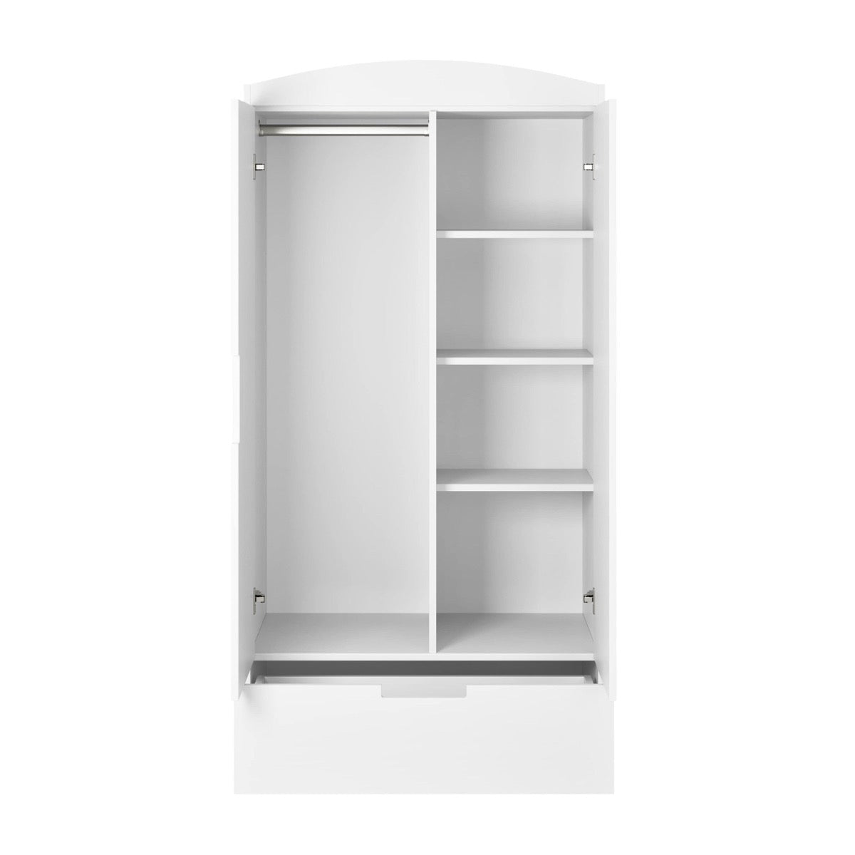Kocot Kids Classic Wardrobe White Kids Room – interior view with hanging rail and shelf | Nestling