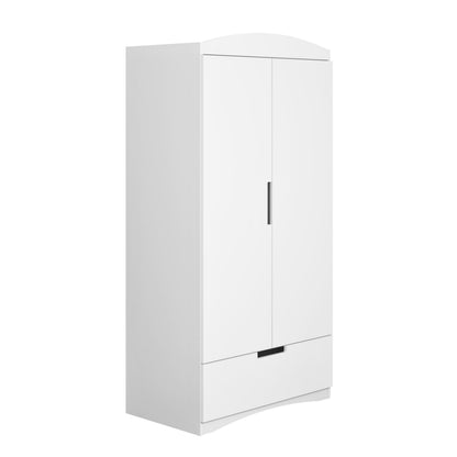 Kocot Kids Classic Wardrobe White Kids Room – open doors full interior with clothes rail | Nestling