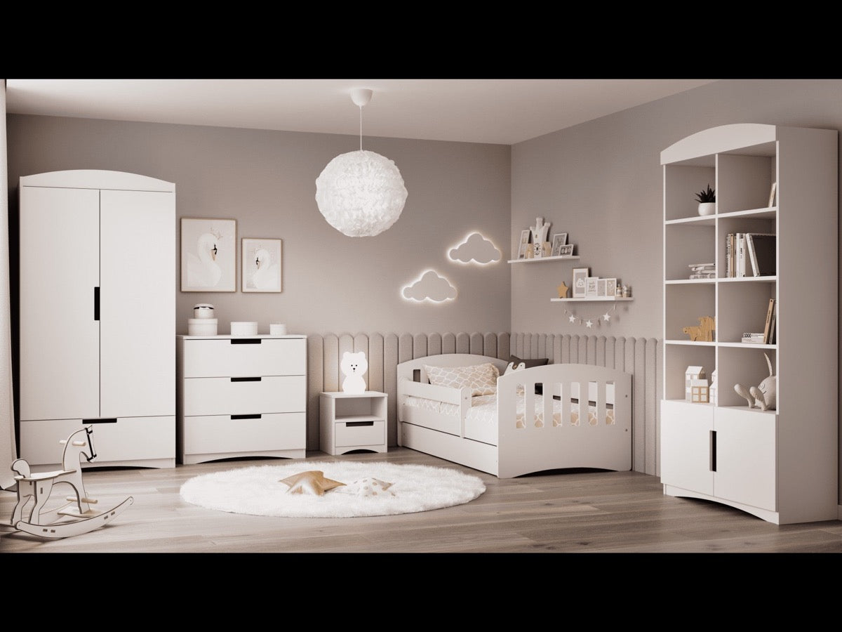 Kocot Kids Classic Wardrobe White Kids Room – side view angle white wardrobe MDF | Nestling