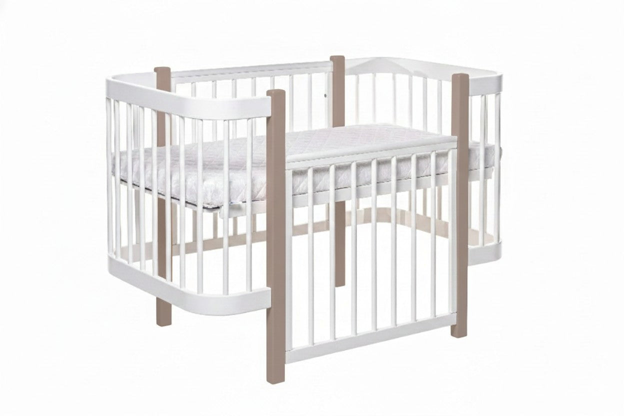 KOTTO Baby Crib ELIN Cappuccino White Beechwood – front view cappuccino crib nursery | Nestling