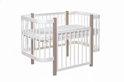 KOTTO Baby Crib ELIN Cappuccino White Beechwood – front view cappuccino crib nursery | Nestling