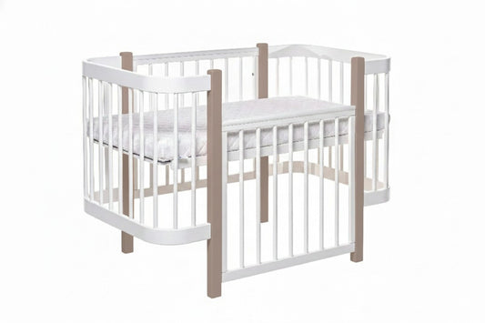 KOTTO Baby Crib ELIN Cappuccino White Beechwood – front view cappuccino crib nursery | Nestling