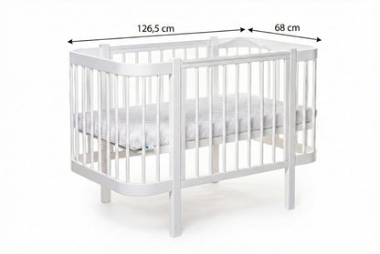 KOTTO Baby Crib ELIN with Mattress White Beechwood Bundle – nursery room setup white crib | Nestling