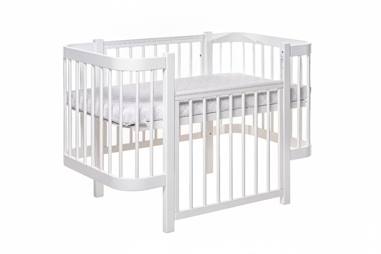 KOTTO Baby Crib ELIN with Mattress White Beechwood Bundle – feature highlights safety standards | Nestling