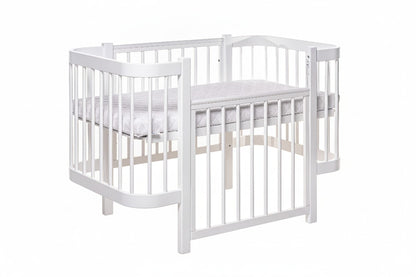 KOTTO Baby Crib ELIN with Mattress White Beechwood Bundle – feature highlights safety standards | Nestling