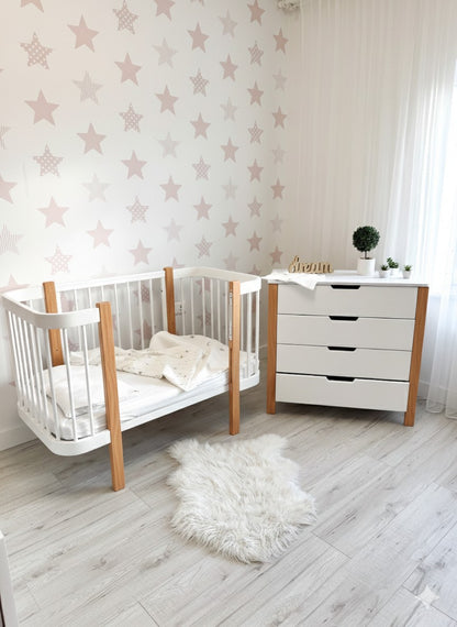 KOTTO Baby Crib ELIN Natural White Beechwood – feature highlights wood quality mattress | Nestling