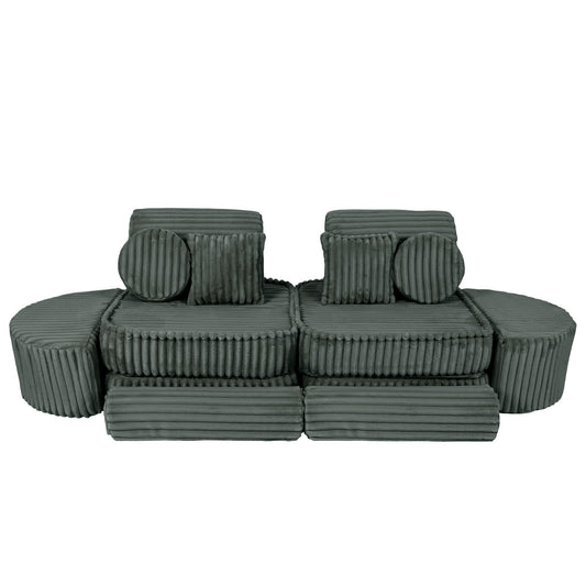 Forest green modular sofa top-down view displaying two-seat configuration with cushions