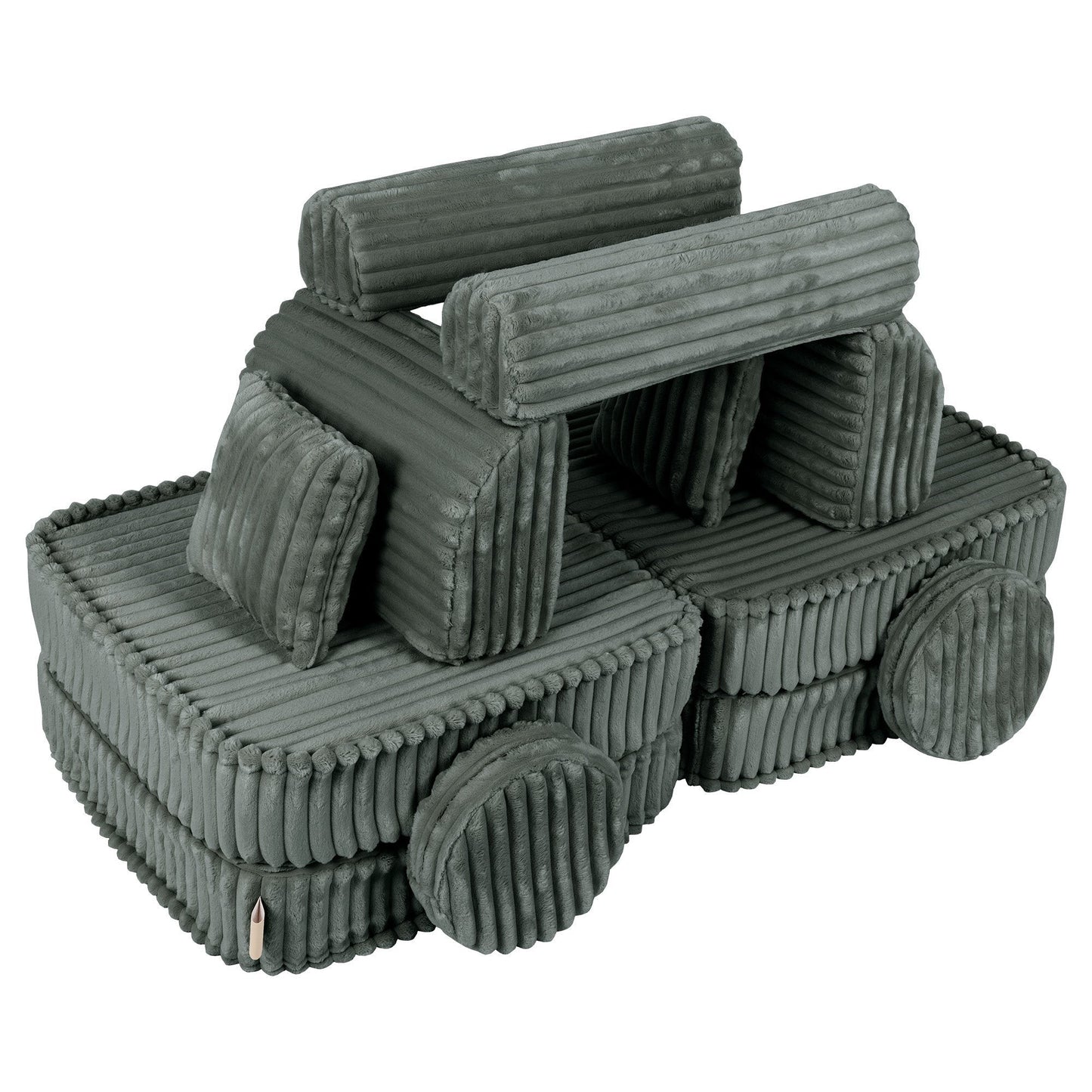 MeowBaby Medium Modular Sofa Churros Forest Green – lounge chaise foam sofa arrangement | Nestling