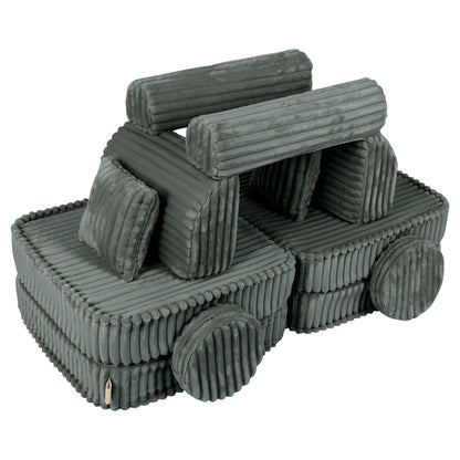 MeowBaby Medium Modular Sofa Churros Forest Green – lounge chaise foam sofa arrangement | Nestling