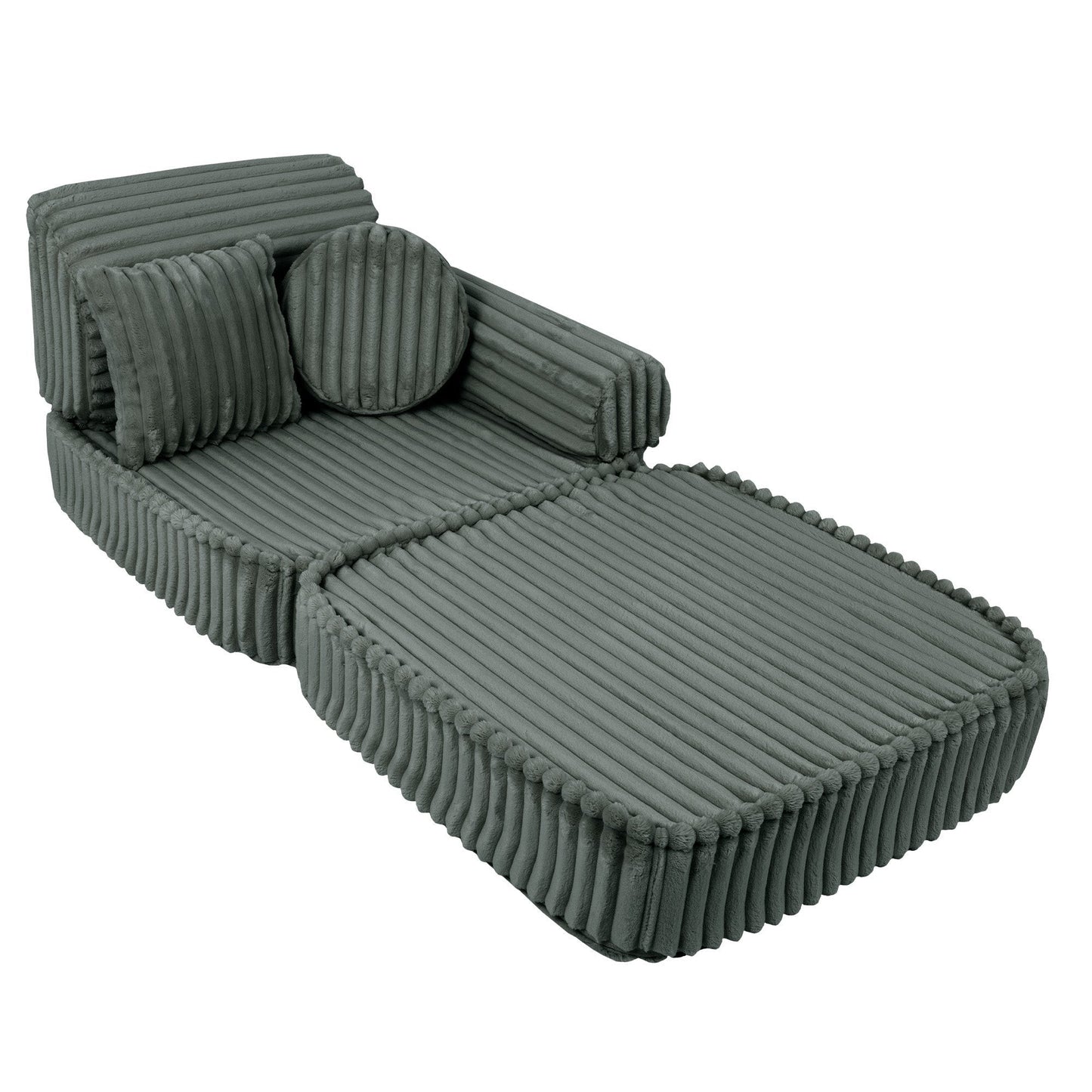 MeowBaby Medium Modular Sofa Churros Forest Green – full sofa assembled for playroom | Nestling
