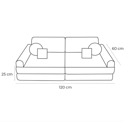 MeowBaby Medium Modular Sofa Churros Forest Green – dimensions diagram for foam sofa | Nestling