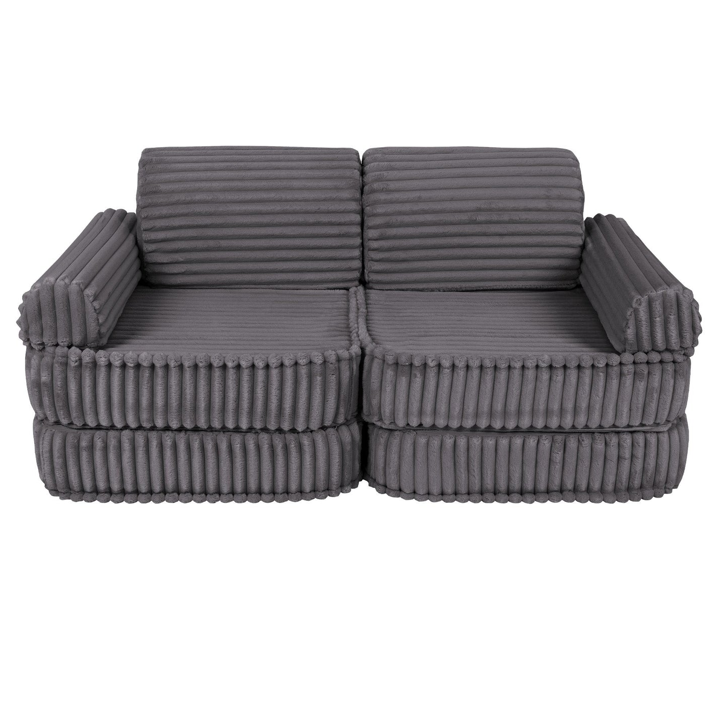 MeowBaby Medium Modular Sofa Churros Jurassic Grey – kids play sofa bed configuration | Nestling