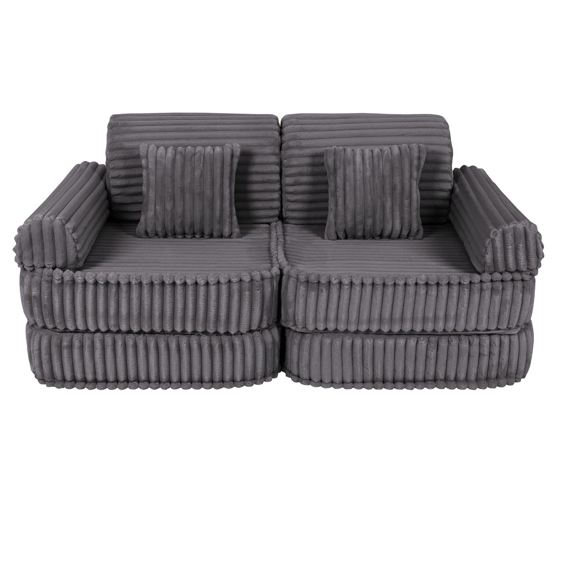 MeowBaby Medium Modular Sofa Churros Jurassic Grey – lounge configuration foam sofa | Nestling