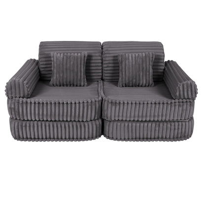 MeowBaby Medium Modular Sofa Churros Jurassic Grey – lounge configuration foam sofa | Nestling