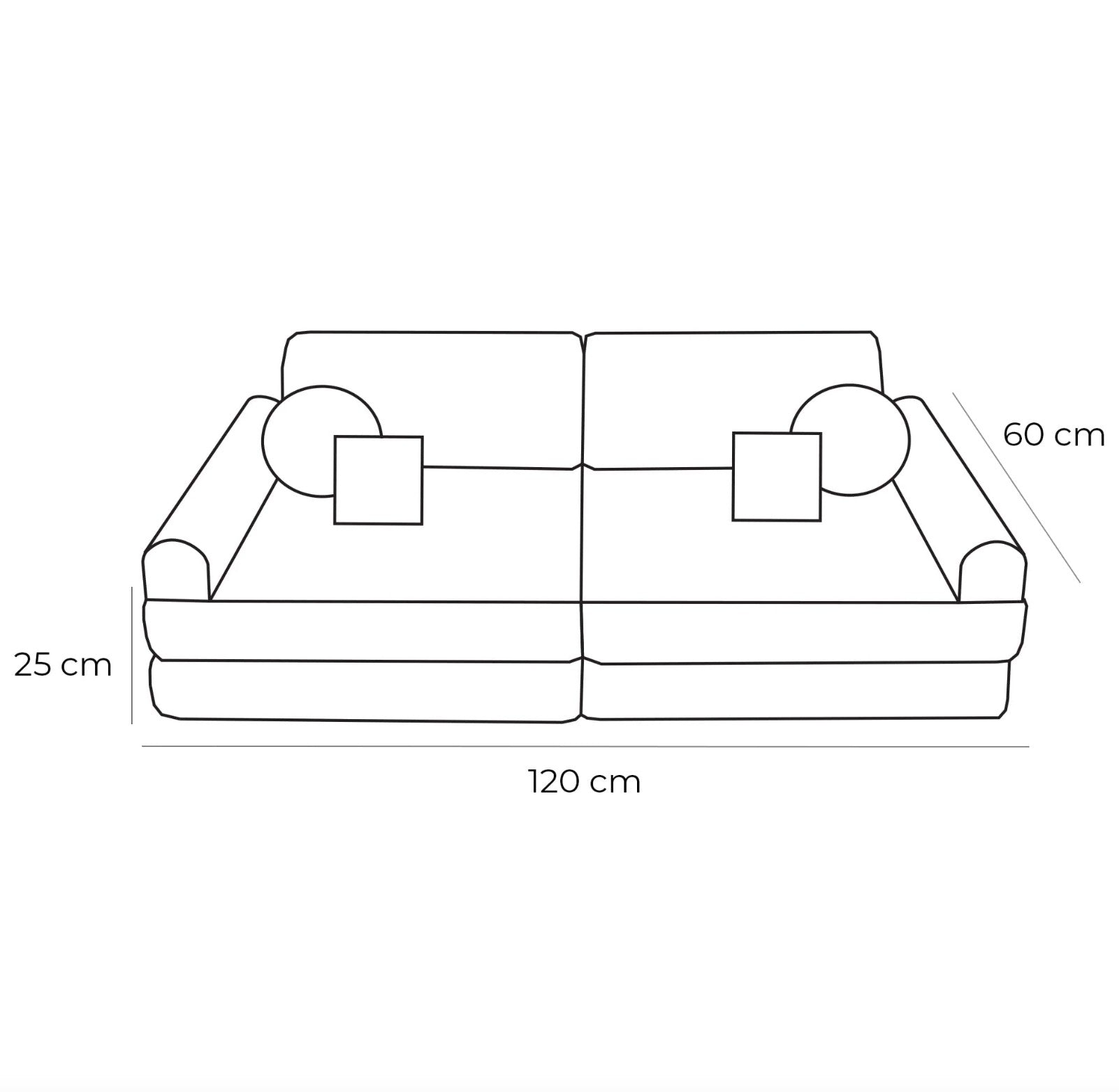 MeowBaby Medium Modular Sofa Churros Jurassic Grey – dimensions diagram foam sofa | Nestling