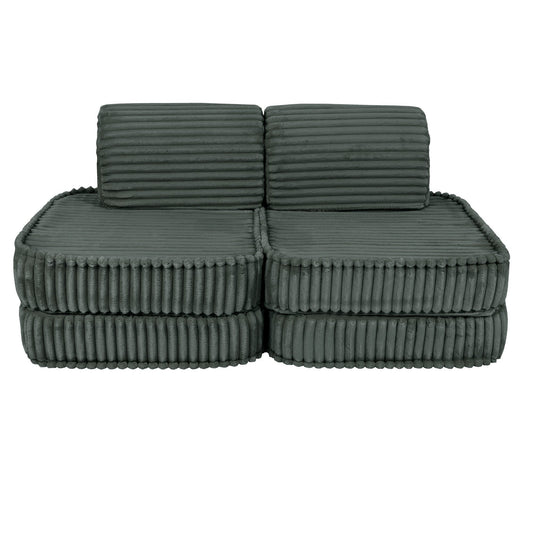 MeowBaby Churros Small Modular Kids Sofa Forest Green – small sofa flat mat configuration | Nestling