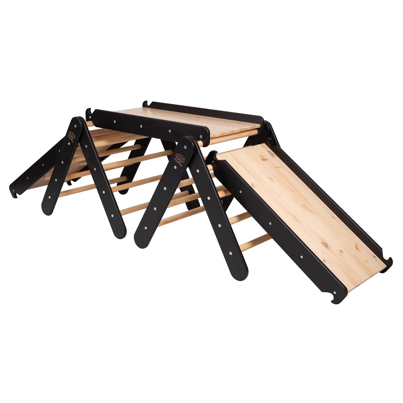 MeowBaby Climbing Triangle with Slide and Frame Black – dimensions diagram climbing gym | Nestling