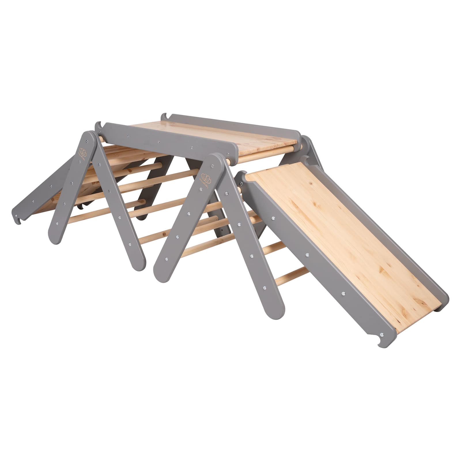 MeowBaby Climbing Triangle with Slide and Frame Grey – dimensions diagram climbing gym | Nestling