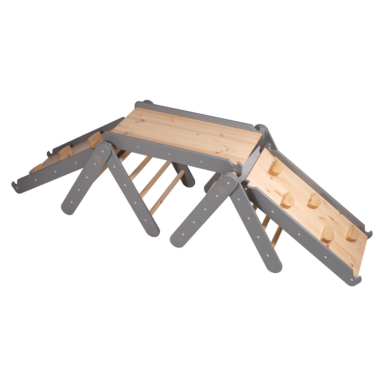 MeowBaby Climbing Triangle with Slide and Frame Grey – child climbing grey triangle gym | Nestling