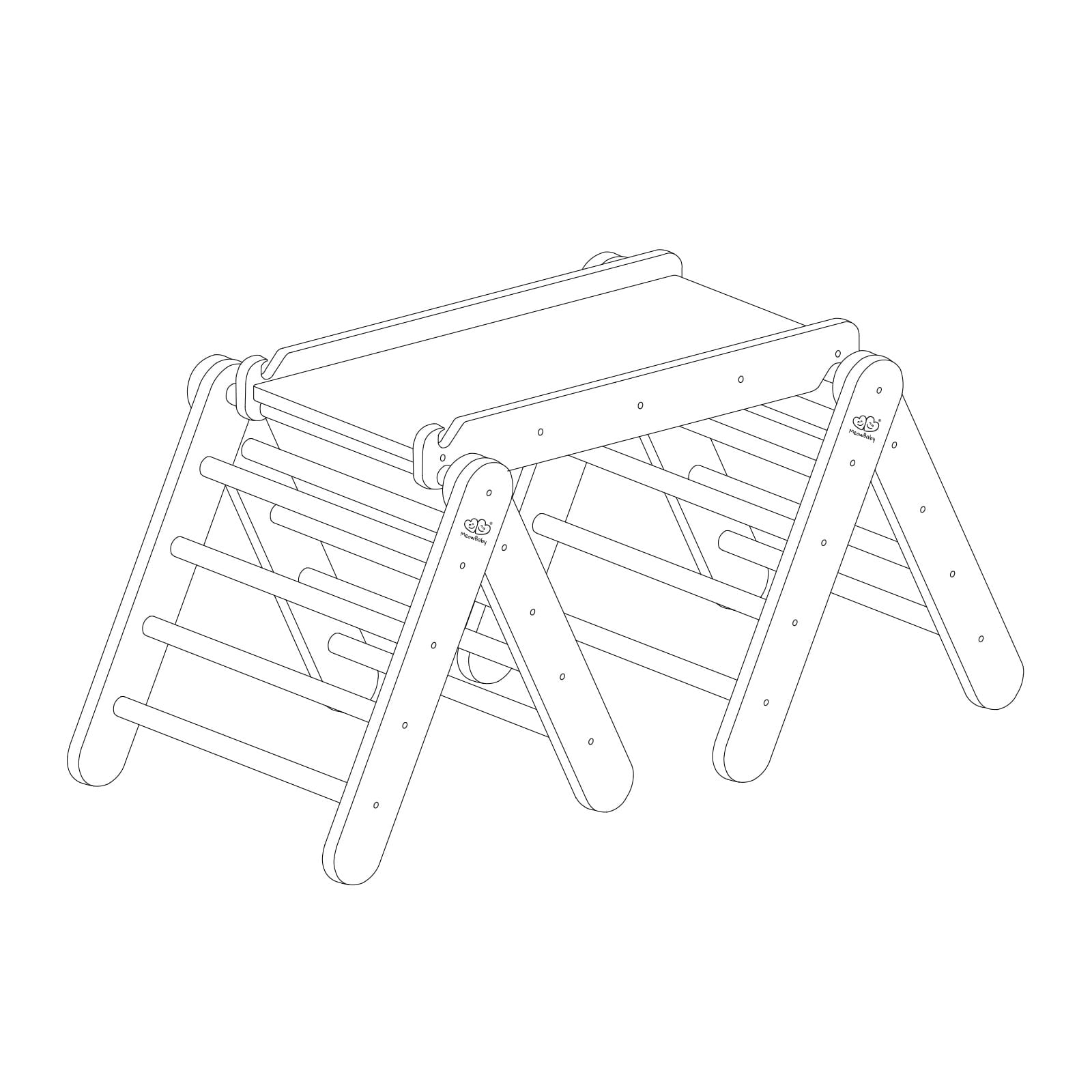 MeowBaby Climbing Triangle with Slide and Frame Grey – slide attached to triangle frame | Nestling