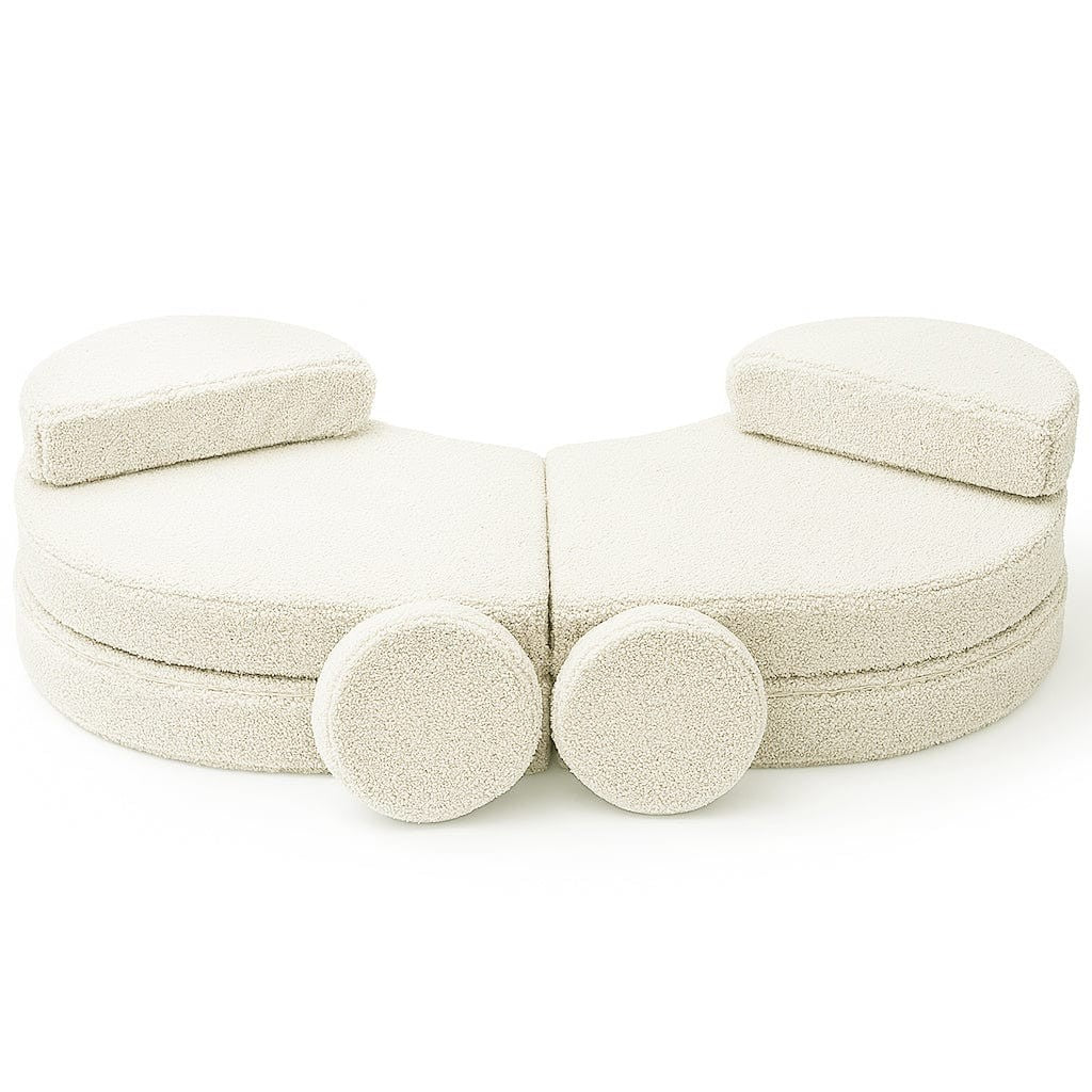 MeowBaby Coccolo Modular Kids Sofa 6 Piece Bearly – all 6 pieces in circular floor arrangement top view | Nestling