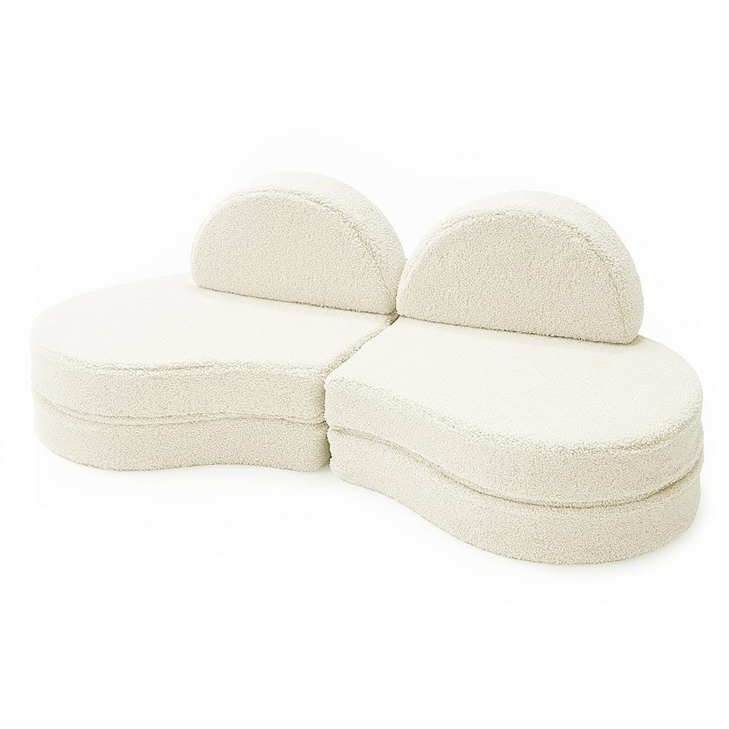MeowBaby Coccolo Modular Kids Sofa 6 Piece Bearly – two sections assembled full sofa front view | Nestling