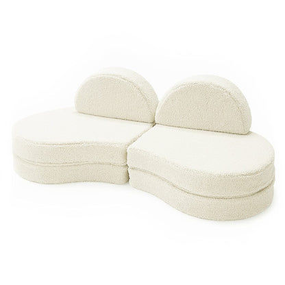 MeowBaby Coccolo Modular Kids Sofa 6 Piece Bearly – two sections assembled full sofa front view | Nestling