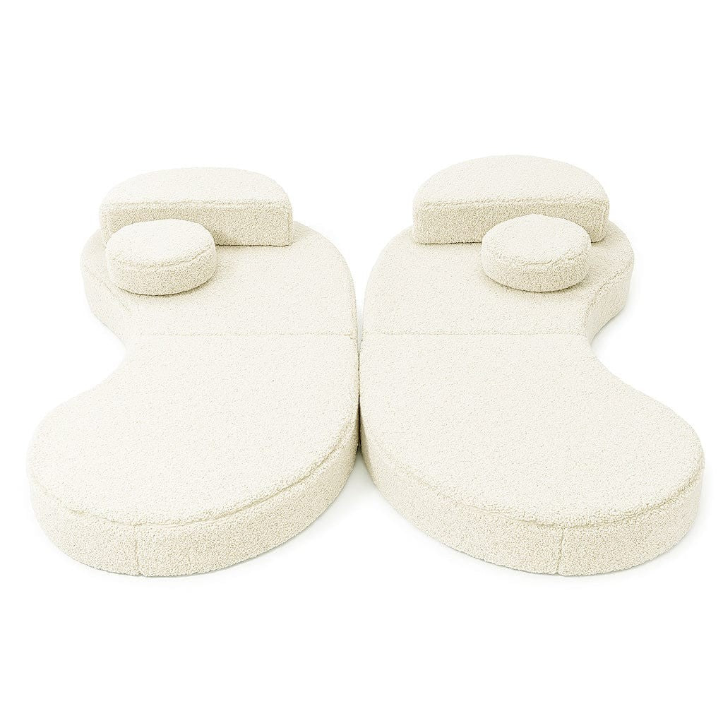 MeowBaby Coccolo Modular Kids Sofa 6 Piece Bearly – two half sections with small round cushions top view | Nestling