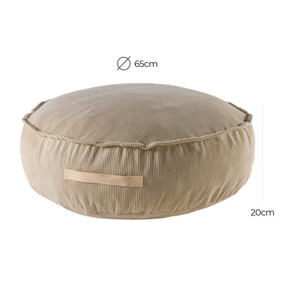 MeowBaby Corduroy Pouf Round Kids Floor Seating in Sand – dimensions 65cm diameter 20cm height | Nestling