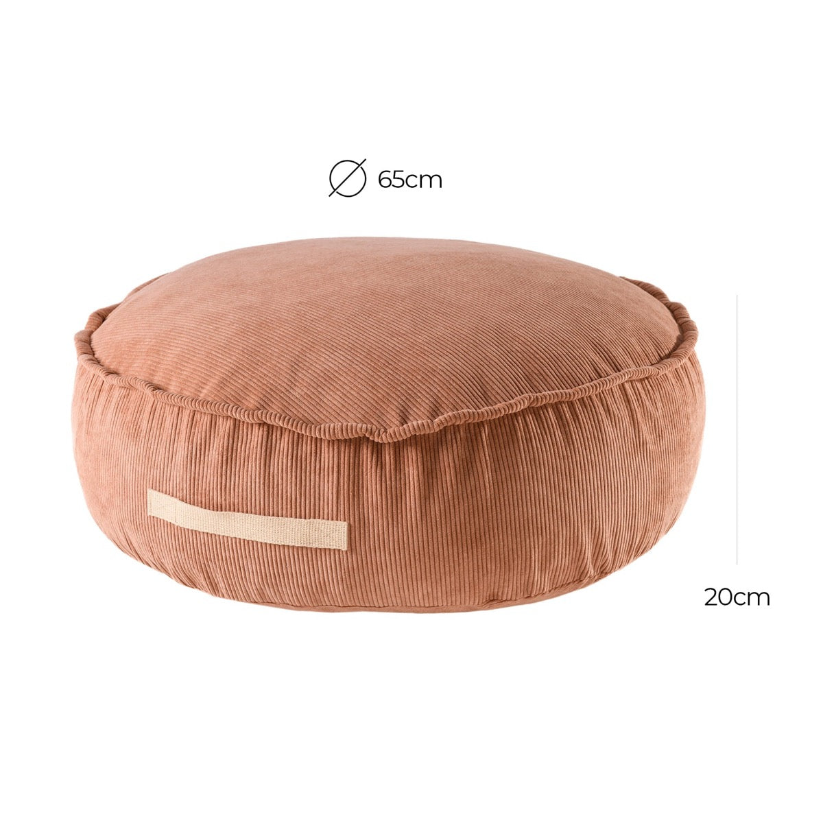 MeowBaby Corduroy Round Pouf Brick Designer Kids Seat – dimensions 65cm diameter 20cm height | Nestling