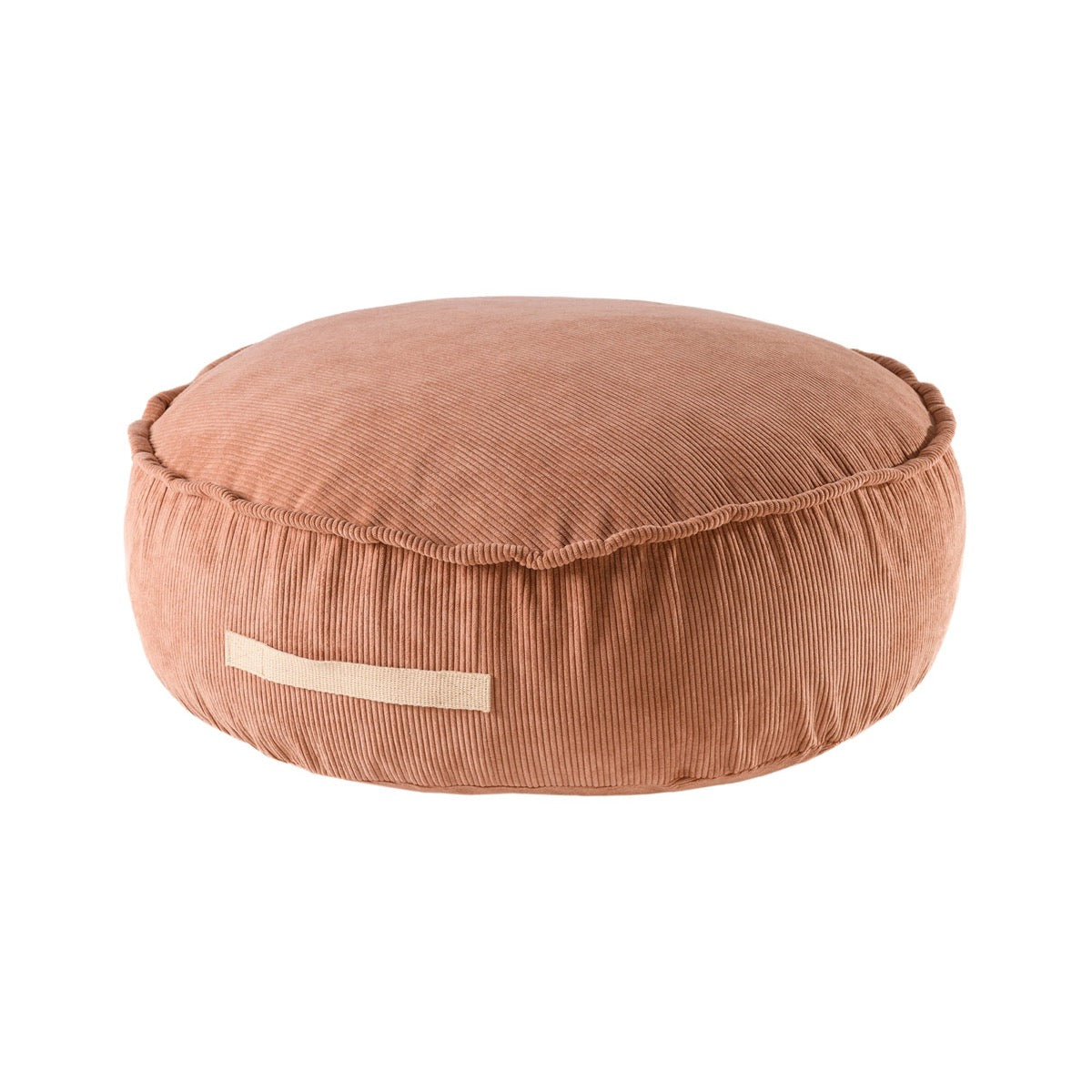 MeowBaby Corduroy Round Pouf Brick Designer Kids Seat – brick terracotta round corduroy floor pouf | Nestling