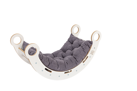 MeowBaby Dream Rocker with Slide & Ladder – White – wooden rocking horse with slide for kids | Nestling