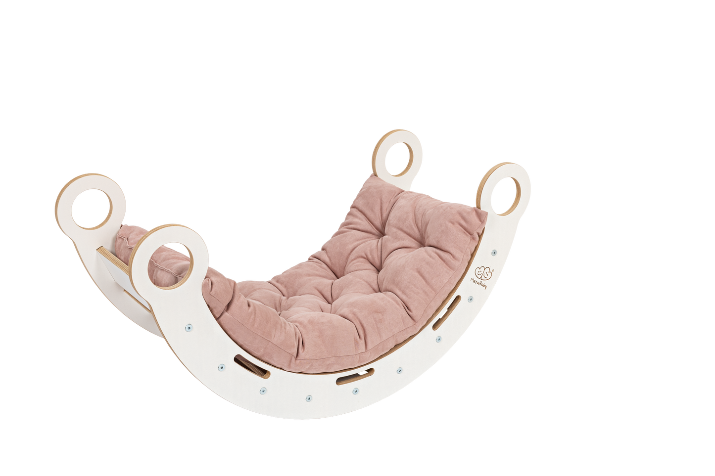 MeowBaby Dream Rocker with Slide & Ladder – White – Montessori wooden rocker side view | Nestling