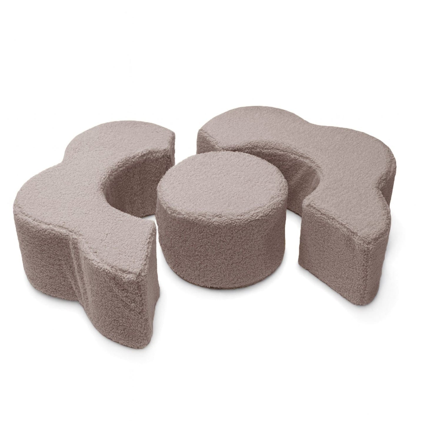 MeowBaby Foam Flower Shape Set – 3 Piece Bearly Grey – modular foam furniture for kids | Nestling