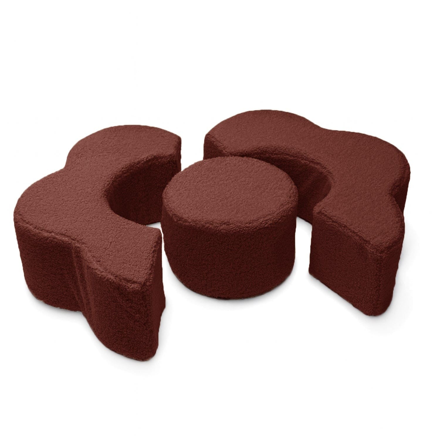 MeowBaby Foam Flower Shape Set – Bearly Brown – 3 modular foam pieces separated for versatile play | Nestling