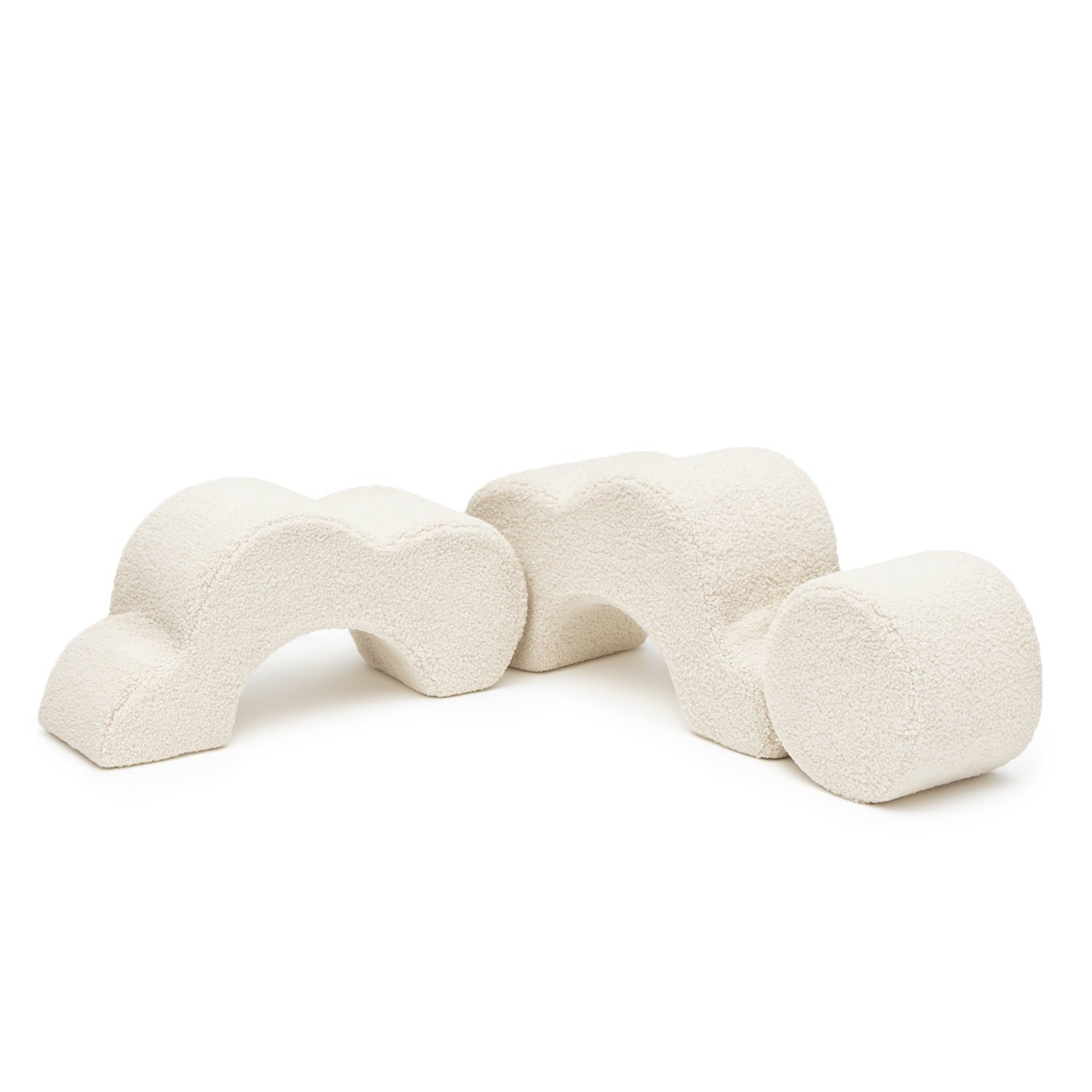 MeowBaby Foam Flower Shape Set – Bearly Cream – arch and cylinder foam pieces for kids obstacle course | Nestling