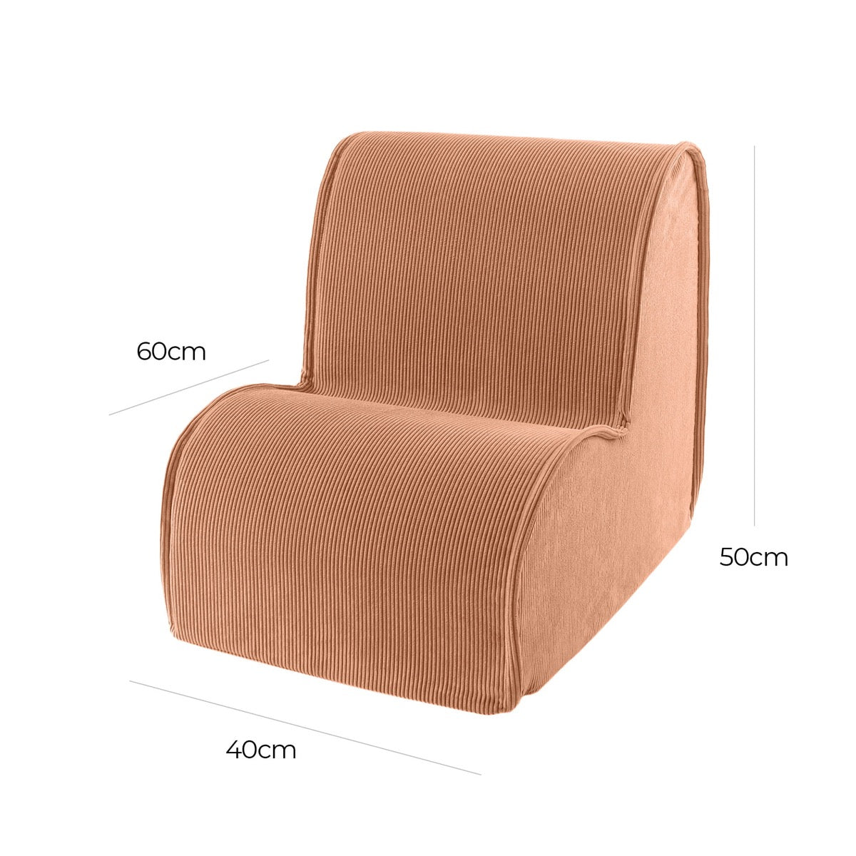 MeowBaby Kids Corduroy Chair Brick Childrens Armchair – dimensions diagram 60x50x40cm | Nestling