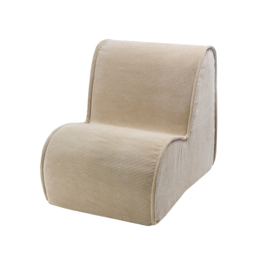 MeowBaby Kids Corduroy Chair Sand Childrens Armchair – sand beige corduroy armchair for children side view | Nestling