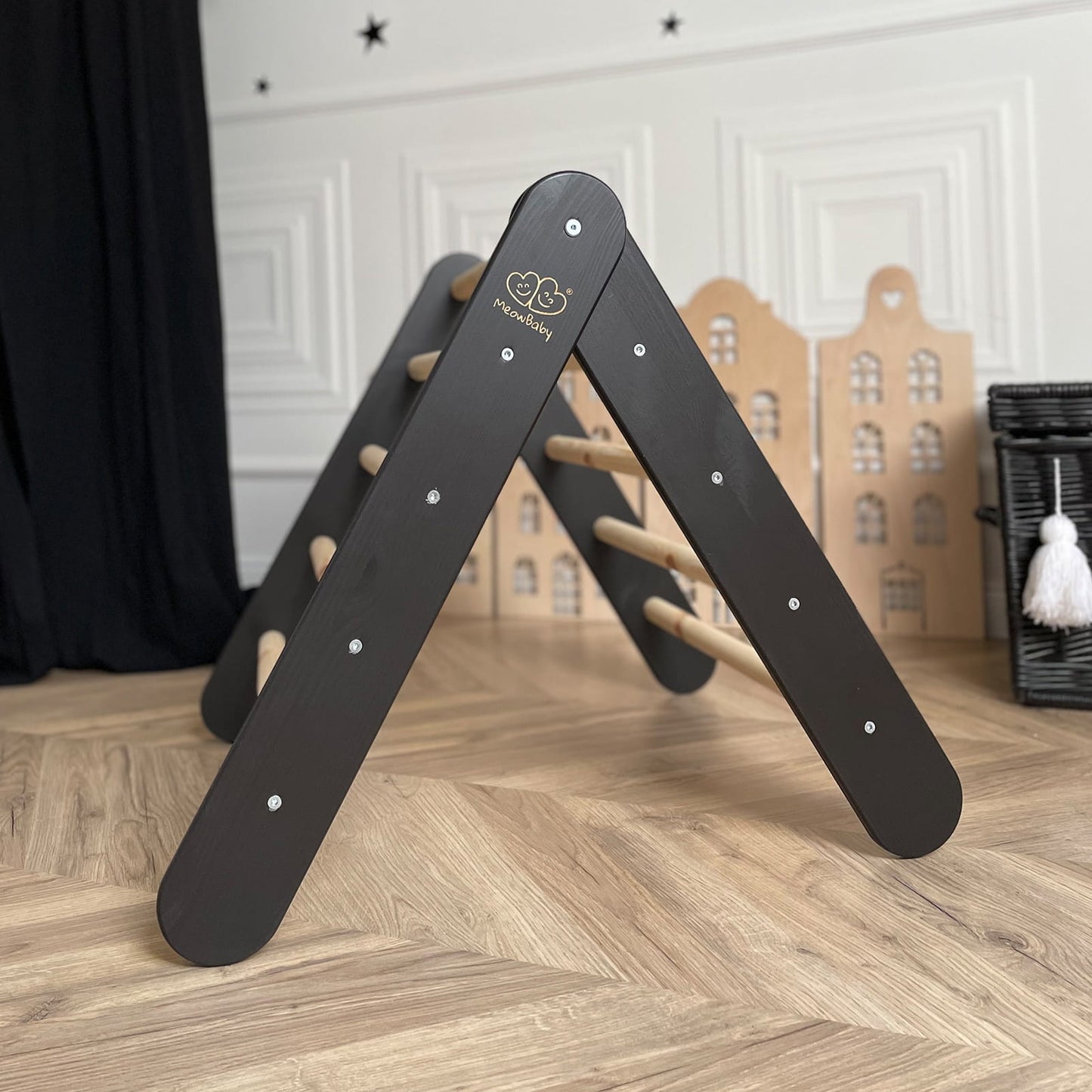 MeowBaby Kids Ladder with Slide and Climbing Wall Black – modular components of climbing gym | Nestling