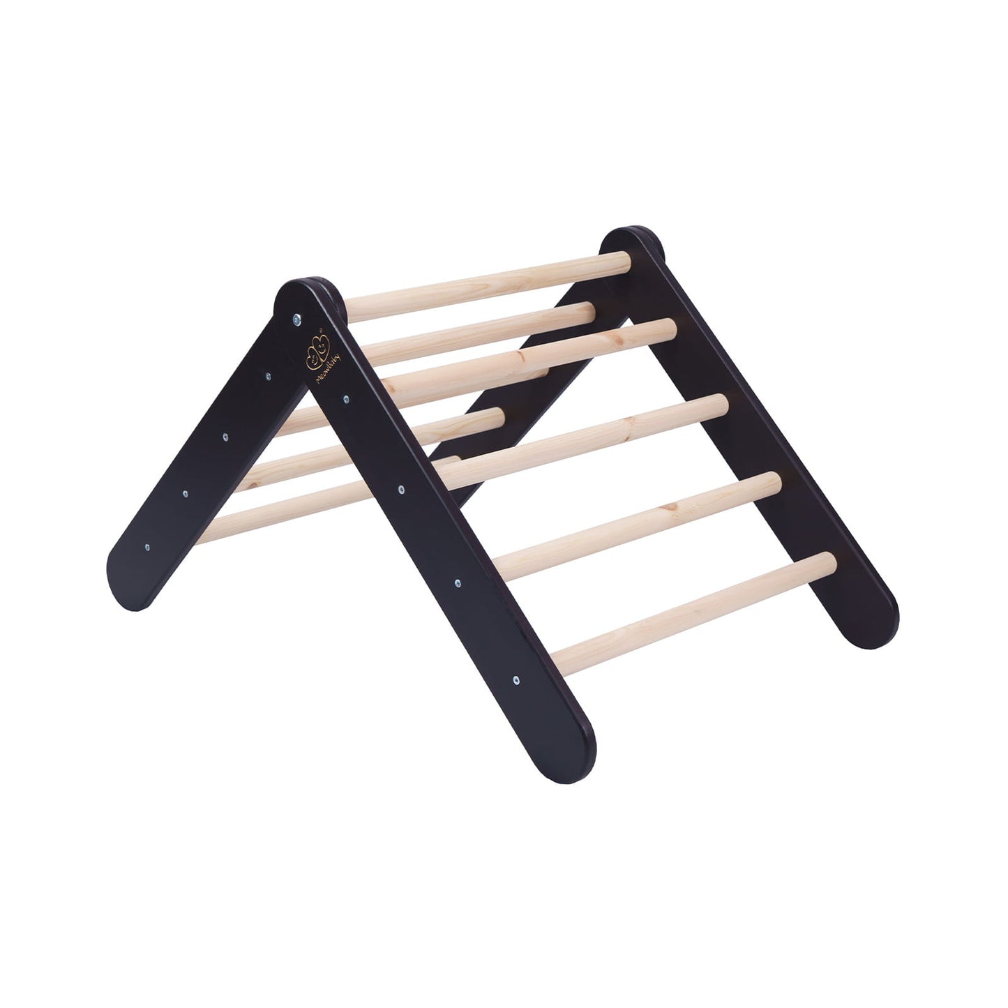 MeowBaby Kids Ladder with Slide and Climbing Wall Black – kids climbing the black ladder gym | Nestling