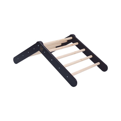 MeowBaby Kids Ladder with Slide and Climbing Wall Black – black wooden arch climbing pegs | Nestling