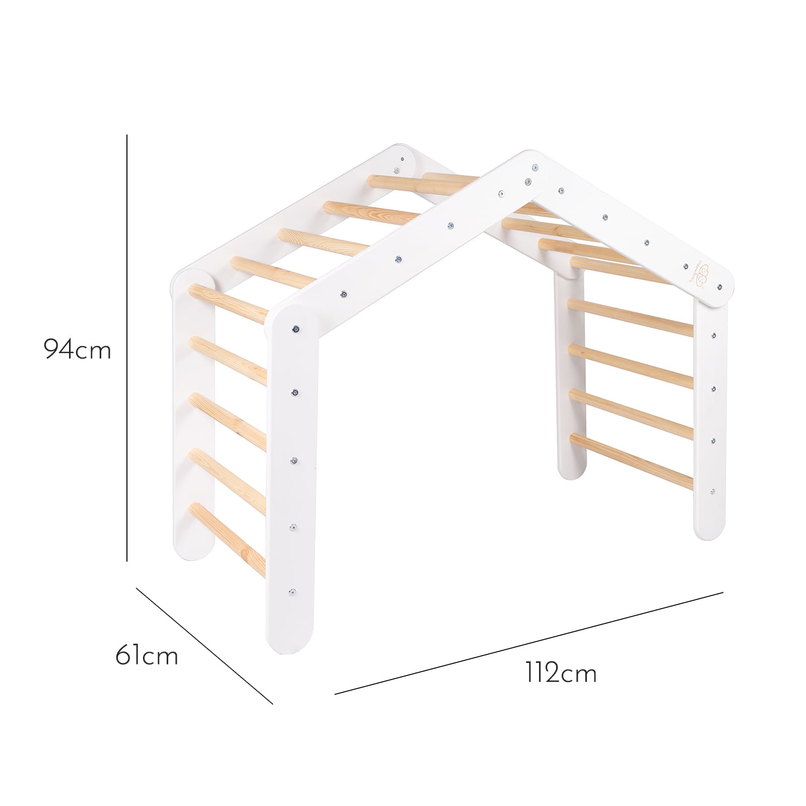 MeowBaby Ladder House Kids Wooden Climbing Frame and Tent – dimensions diagram 112x61x94cm | Nestling