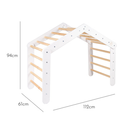 MeowBaby Ladder House Kids Wooden Climbing Frame and Tent – dimensions diagram 112x61x94cm | Nestling