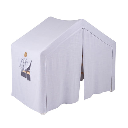 MeowBaby Ladder House Kids Wooden Climbing Frame and Tent – full tent closed grey fabric cover playhouse | Nestling