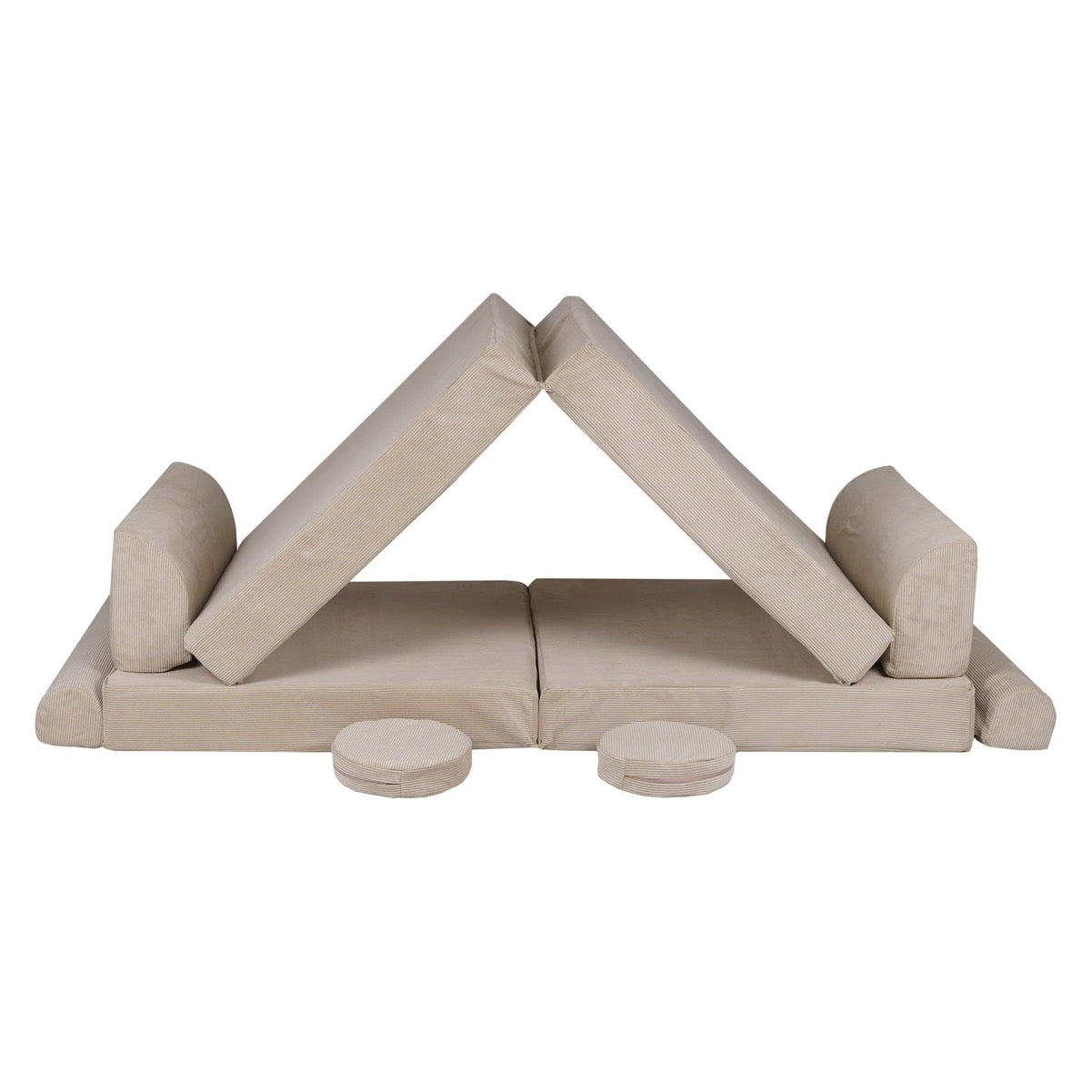 MeowBaby Large Slimcord Foam Sofa Ecru Kids Play Couch – tent playhouse foam arch configuration | Nestling