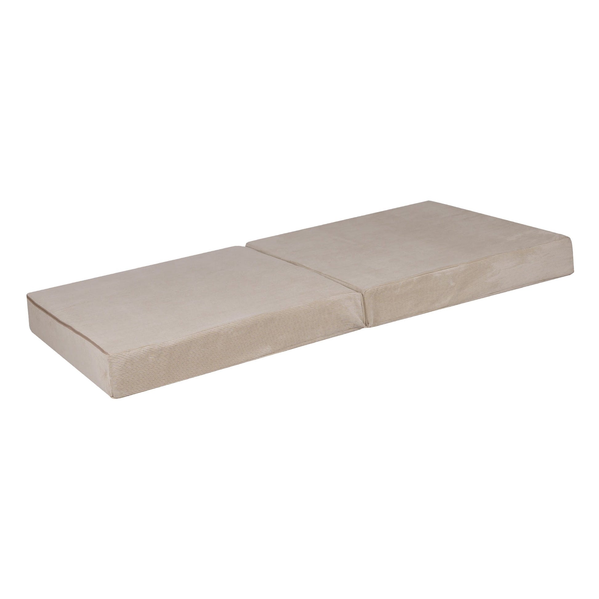 MeowBaby Large Slimcord Foam Sofa Ecru Kids Play Couch – two flat foam base mattress pieces unfolded | Nestling