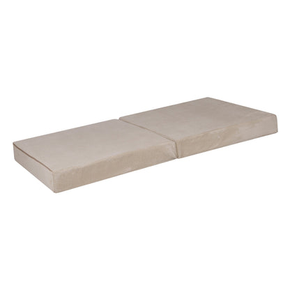 MeowBaby Large Slimcord Foam Sofa Ecru Kids Play Couch – two flat foam base mattress pieces unfolded | Nestling