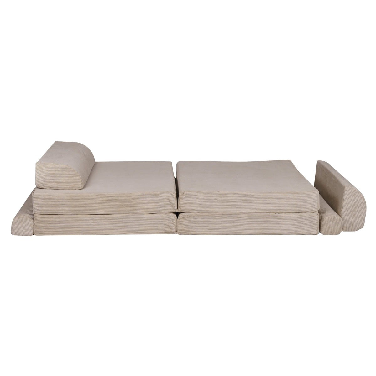 MeowBaby Large Slimcord Foam Sofa Ecru Kids Play Couch – full sofa assembled with armrests | Nestling